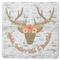 Floral Antler Square Rubber Backed Coaster (Personalized)