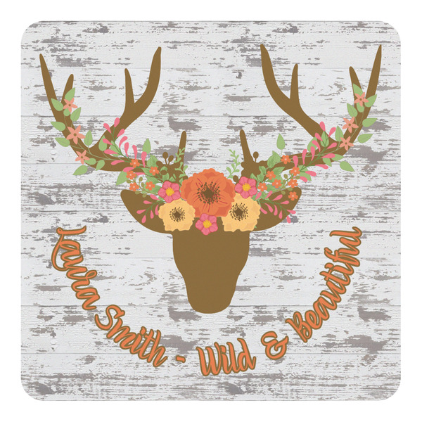 Custom Floral Antler Square Decal - Small (Personalized)