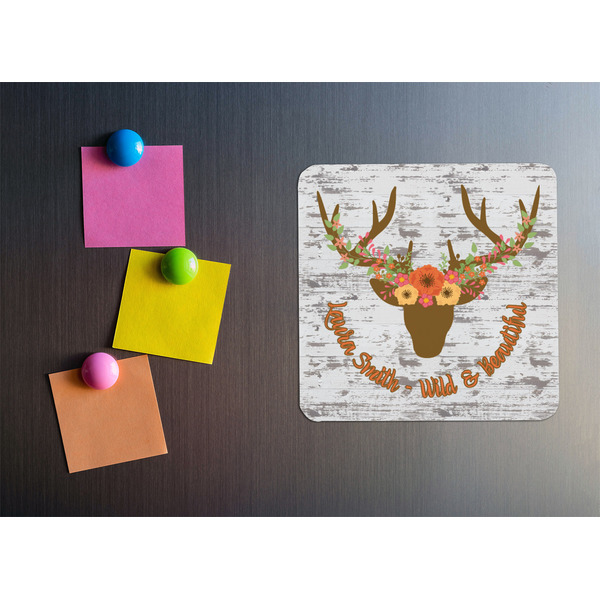 Floral Antler Square Fridge Magnet - LIFESTYLE