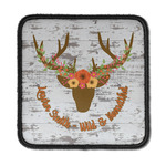 Floral Antler Iron On Square Patch w/ Name or Text