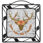 Floral Antler Square Trivet (Personalized)
