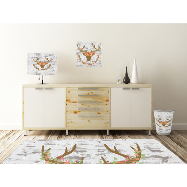 Floral Antler Square Wall Decal Wooden Desk