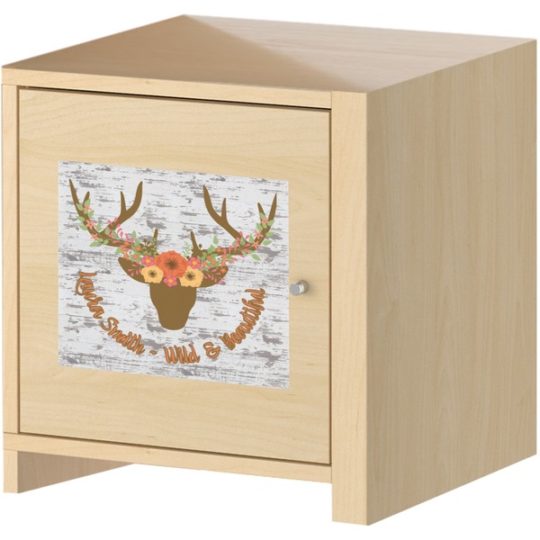Floral Antler Square Wall Decal on Wooden Cabinet