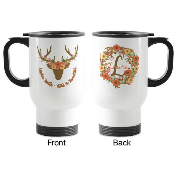 Floral Antler Stainless Steel Travel Mug with Handle - Apvl