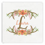 Floral Antler Paper Dinner Napkins (Personalized)