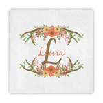 Floral Antler Decorative Paper Napkins (Personalized)