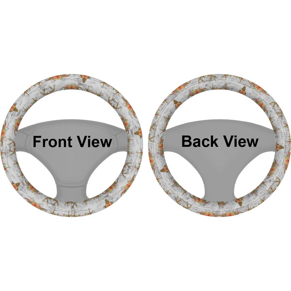Floral Antler Steering Wheel Cover- Front and Back