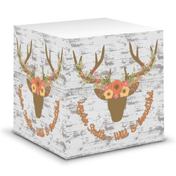 Floral Antler Sticky Note Cube (Personalized)