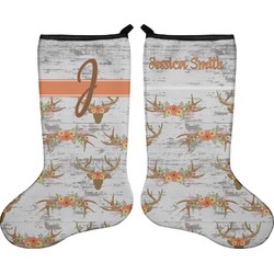 Floral Antler Holiday Stocking - Double-Sided - Neoprene (Personalized)