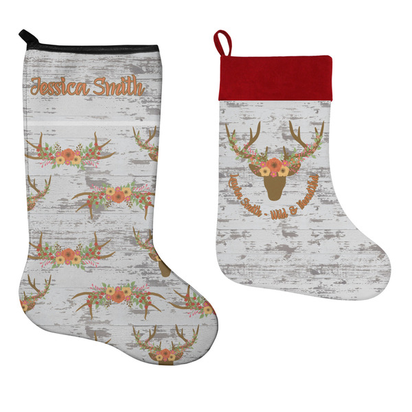 Floral Antler Stockings - Side by Side compare