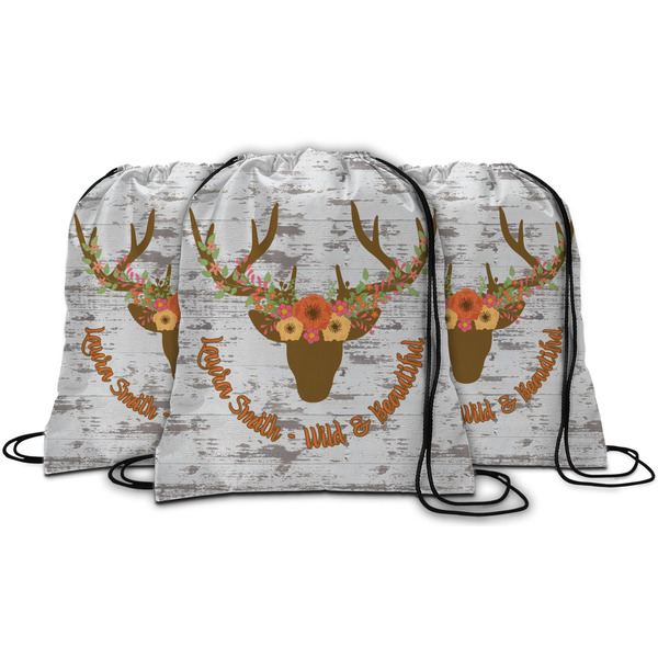 Floral Antler String Backpack - MAIN