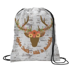 Floral Antler Drawstring Backpack - Large (Personalized)