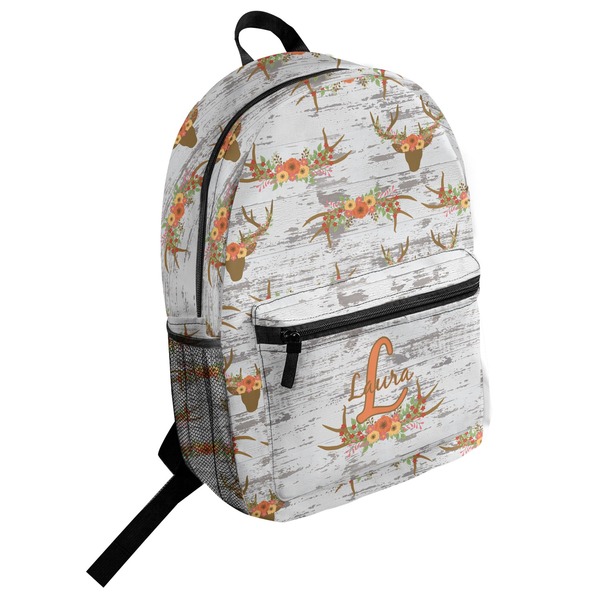Custom Floral Antler Student Backpack (Personalized)
