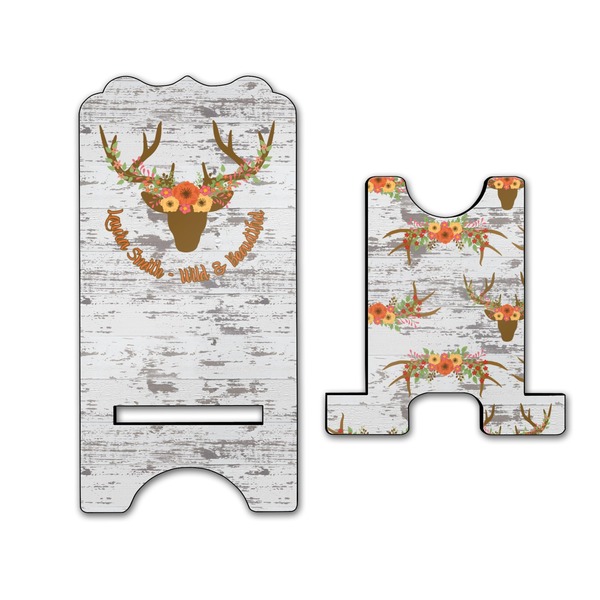 Floral Antler Stylized Phone Stand - Front & Back - Large