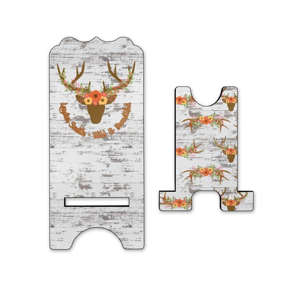 Floral Antler Stylized Phone Stand - Front & Back - Small