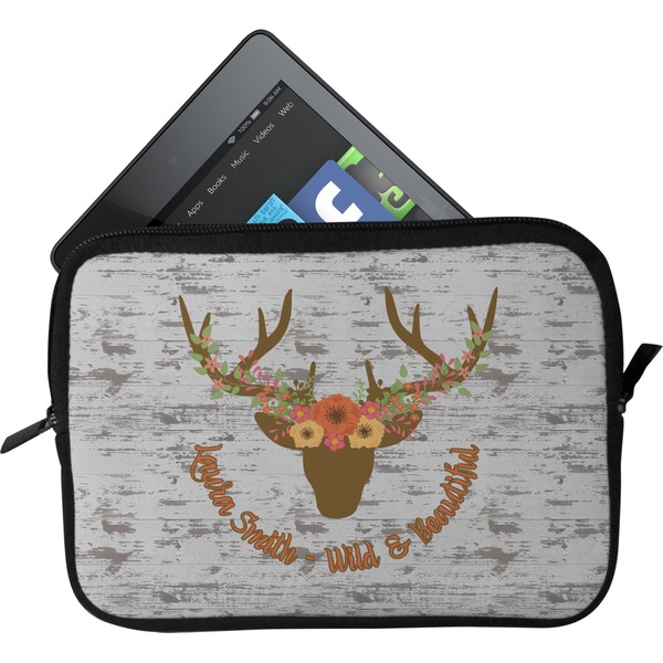 Custom Floral Antler Tablet Case / Sleeve - Small (Personalized)