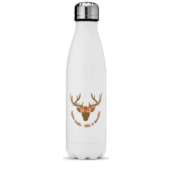 Floral Antler Water Bottle - 17 oz. - Stainless Steel - Full Color Printing (Personalized)