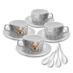 Floral Antler Tea Cup - Set of 4 (Personalized)