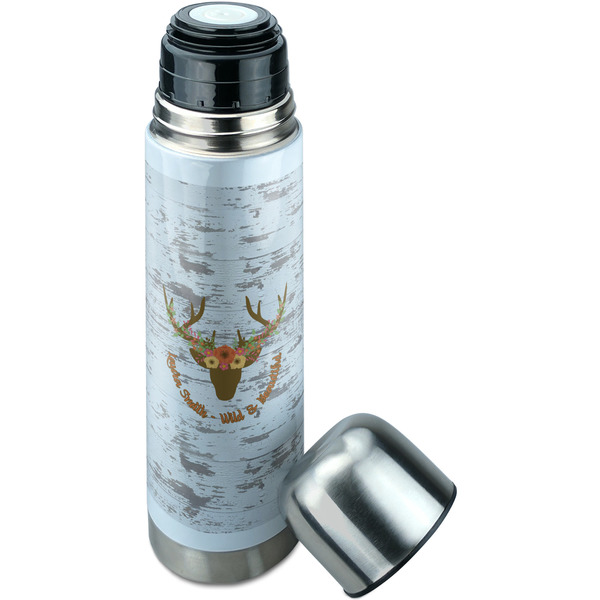 Floral Antler Thermos - Lid Off