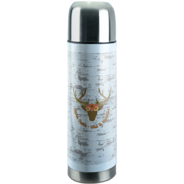 Custom Floral Antler Stainless Steel Thermos (Personalized)