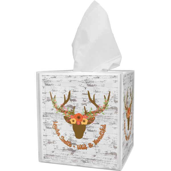 Custom Floral Antler Tissue Box Cover (Personalized)
