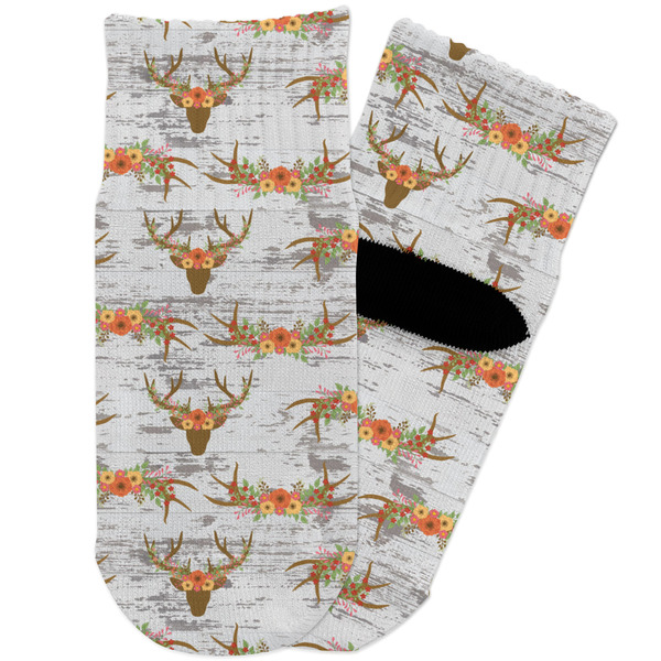 Custom Floral Antler Toddler Ankle Socks