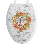 Floral Antler Toilet Seat Decal - Elongated (Personalized)