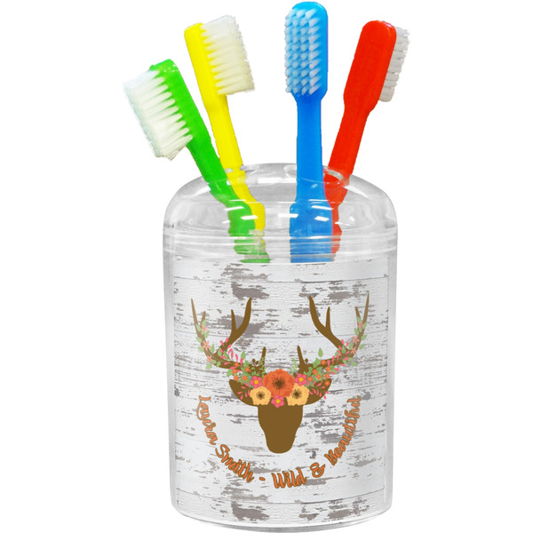 Custom Floral Antler Toothbrush Holder (Personalized)