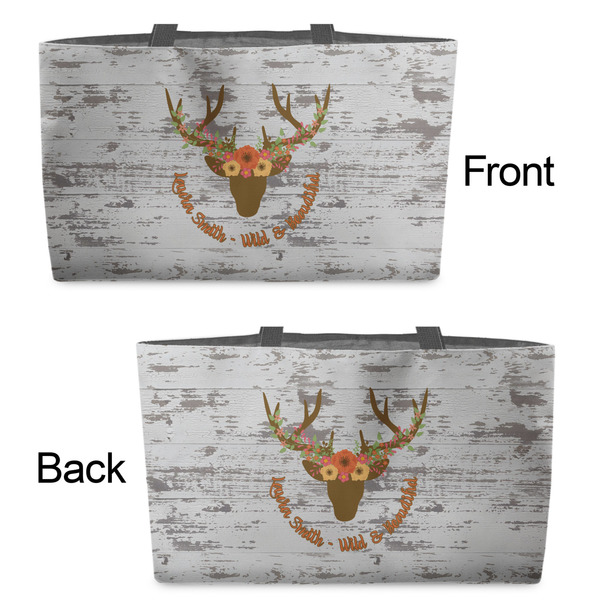 Floral Antler Tote w/Black Handles - Front & Back Views