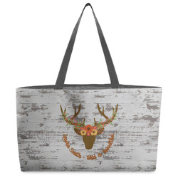 Floral Antler Beach Totes Bag - w/ Black Handles (Personalized)