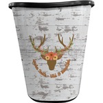 Floral Antler Waste Basket - Double Sided (Black) (Personalized)