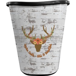 Floral Antler Waste Basket - Double Sided (Black) (Personalized)