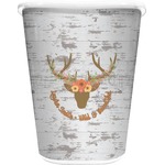Floral Antler Waste Basket - Single Sided (White) (Personalized)