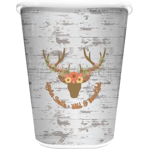 Custom Floral Antler Waste Basket (Personalized)