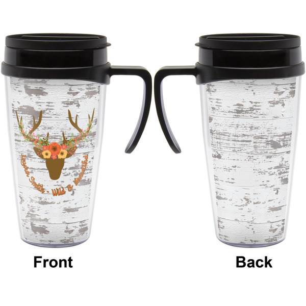 Floral Antler Travel Mug with Black Handle - Approval