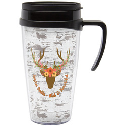 Floral Antler Acrylic Travel Mug with Handle (Personalized)