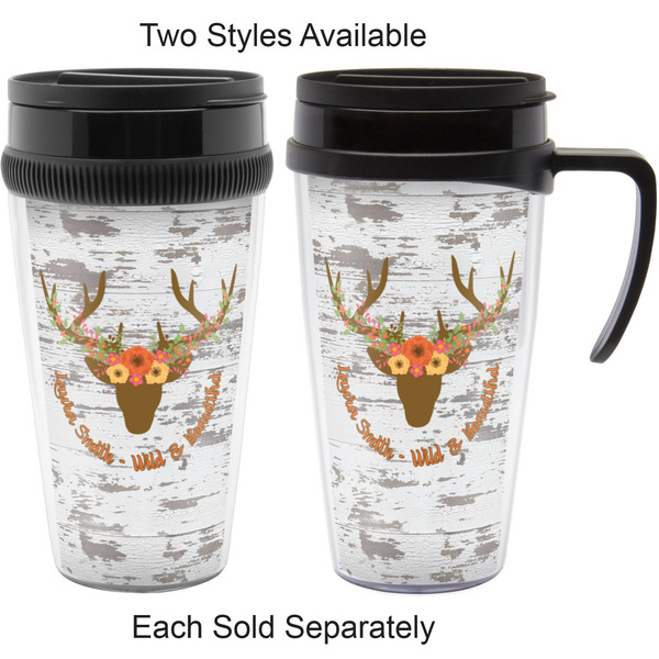 Floral Antler Travel Mugs - with & without Handle