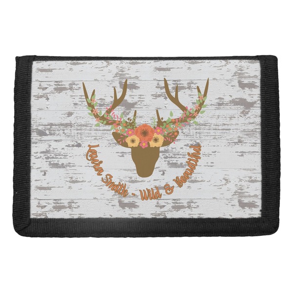 Custom Floral Antler Trifold Wallet (Personalized)