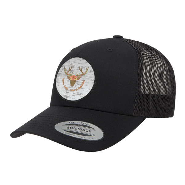 Custom Floral Antler Trucker Hat - Black (Personalized)