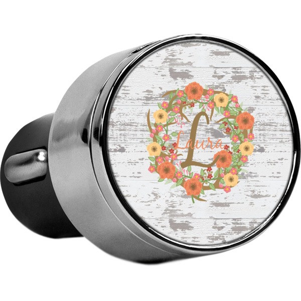 Custom Floral Antler USB Car Charger (Personalized)