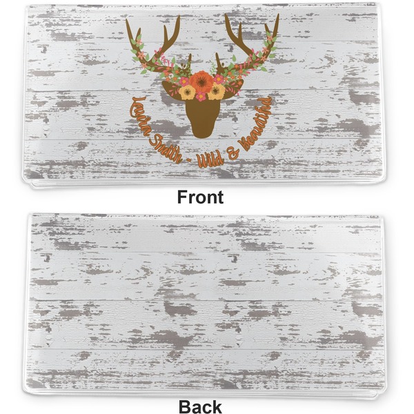 Floral Antler Vinyl Check Book Cover - Front and Back