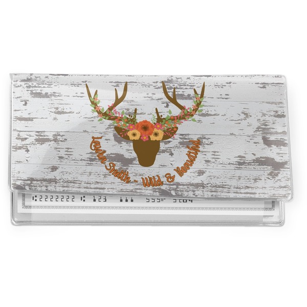 Custom Floral Antler Vinyl Checkbook Cover (Personalized)