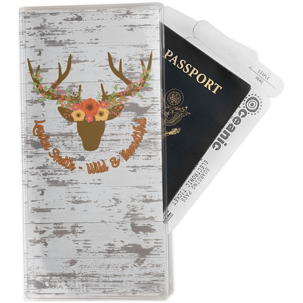 Custom Floral Antler Travel Document Holder
