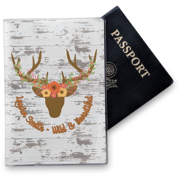 Custom Floral Antler Vinyl Passport Holder (Personalized)