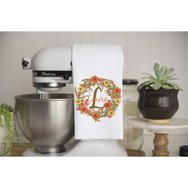 Floral Antler Waffle Weave Towel - Lifestyle - Partial Print