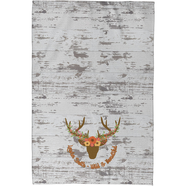 Floral Antler Waffle Weave Towel - Full Color Print - Approval Image