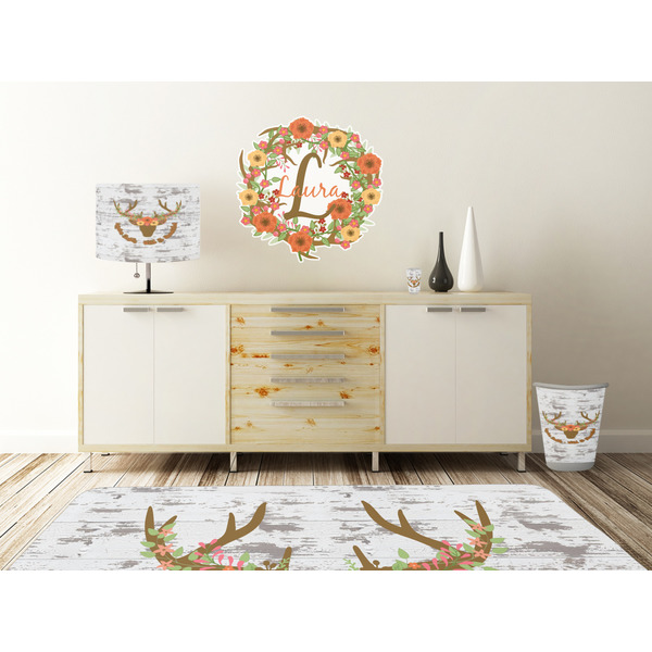 Floral Antler Wall Graphic Decal Wooden Desk