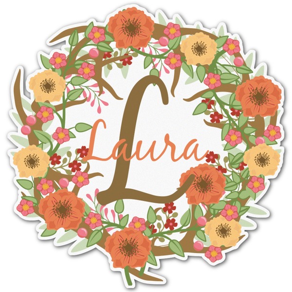 Custom Floral Antler Graphic Decal - Large (Personalized)