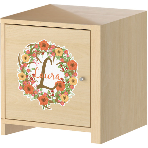 Floral Antler Wall Graphic on Wooden Cabinet