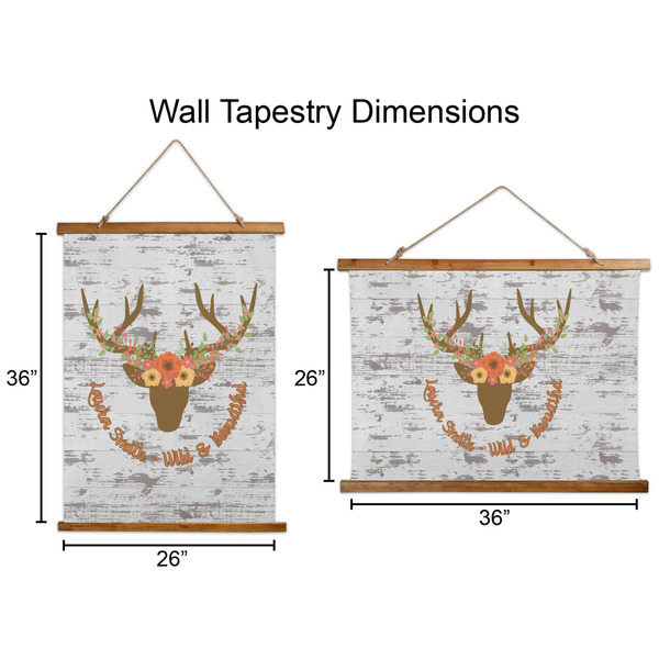Floral Antler Wall Hanging Tapestries - Parent/Sizing